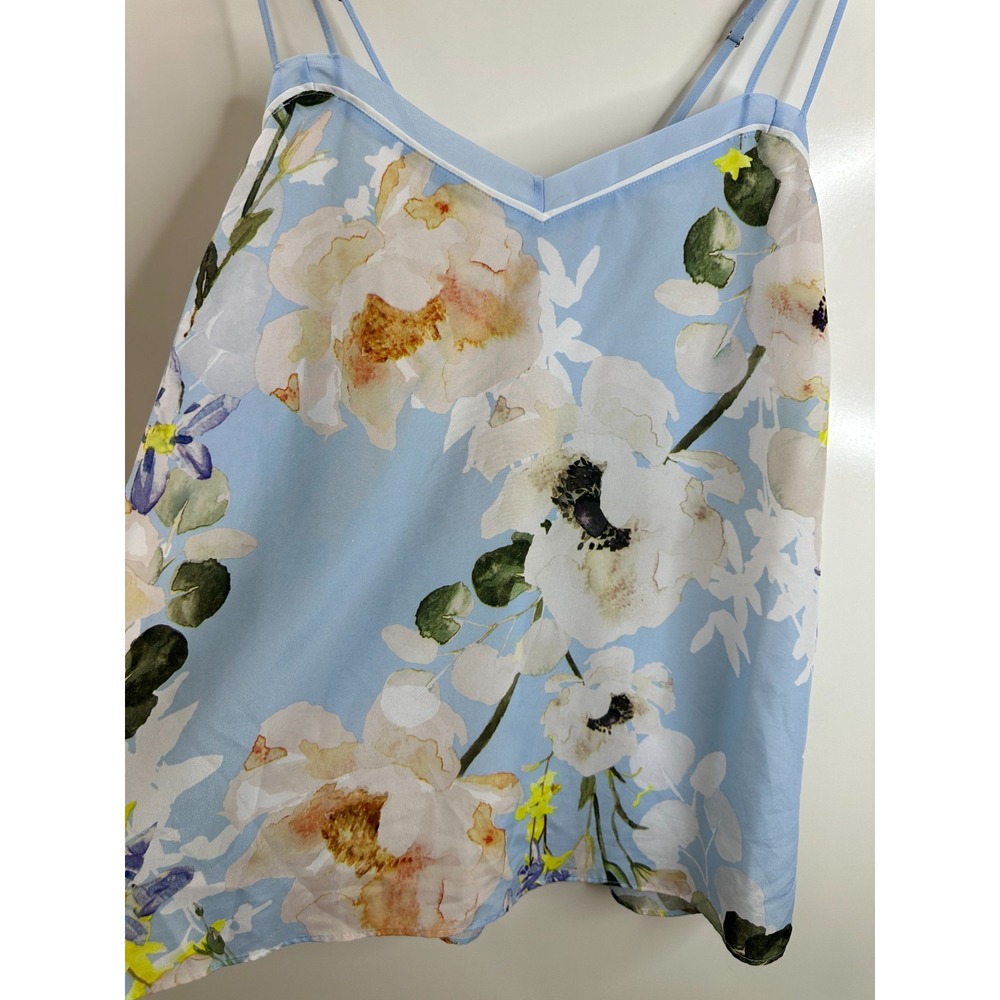 B by Ted Baker Floral Pajama Cami Top Blue Size 16 Strappy Sleepwear PF Satin - Picture 10 of 11